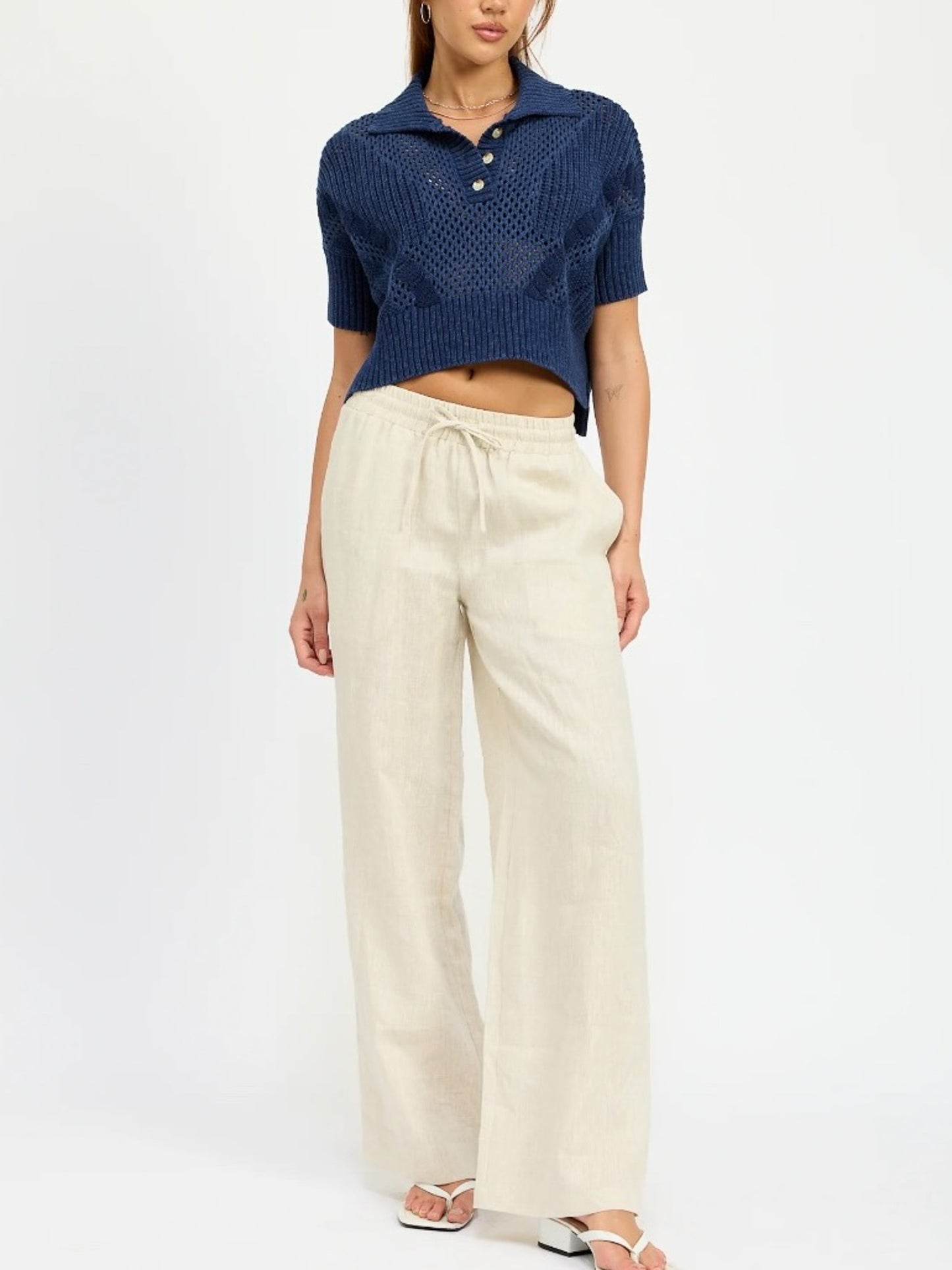 Collard Navy Knit Tip