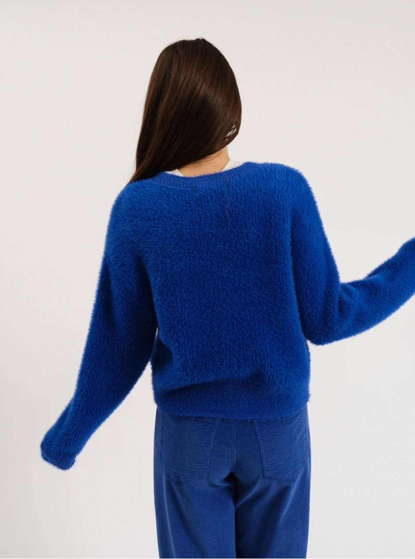 Crewneck Eyelash Sweater Cobalt