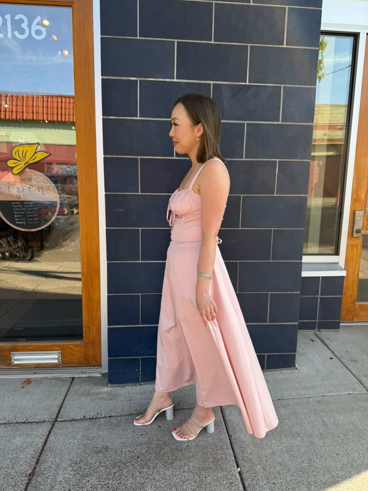 Blush Pink Ruched Bodice Dress
