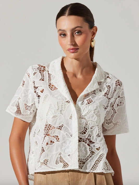 Cabana Top White Lace