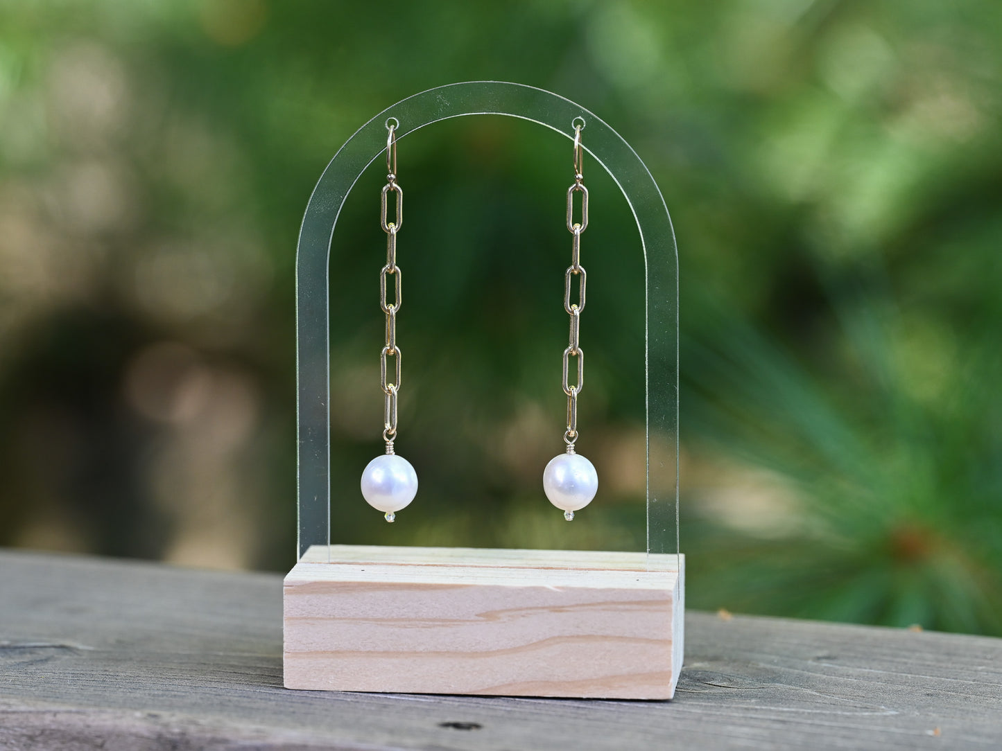 Pearl and Paper Clip Earrings