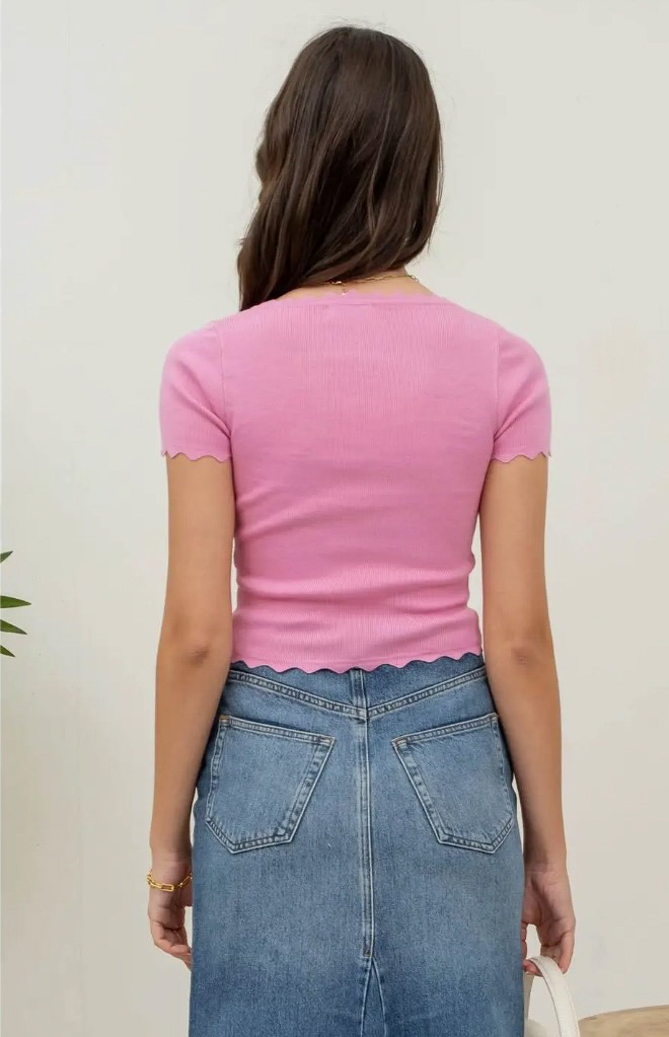 Scallop Edge Knit Top
