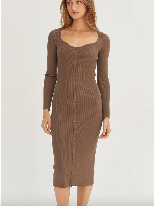 Kathryn Sweetheart Ribbed Sweater Dress
