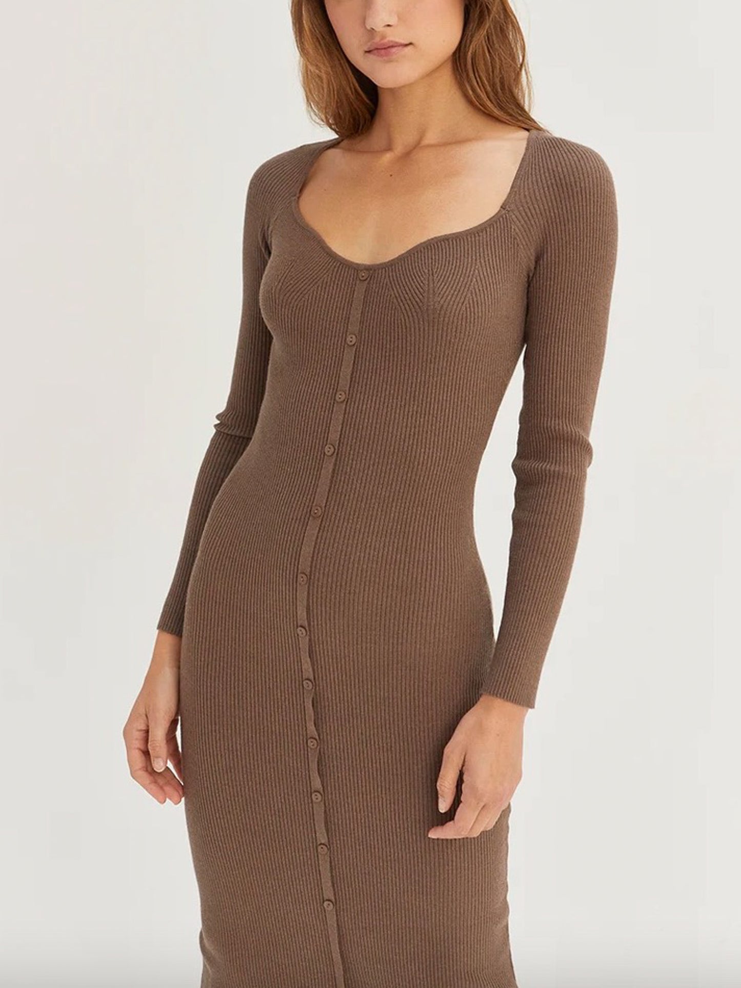 Kathryn Sweetheart Ribbed Sweater Dress