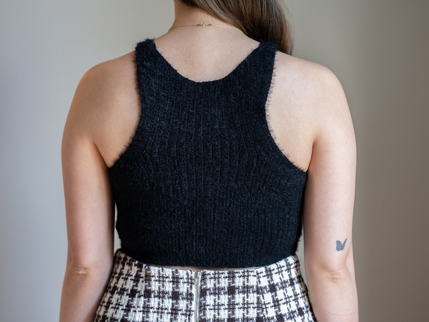 Eliza Cropped Halter Knit Top Black