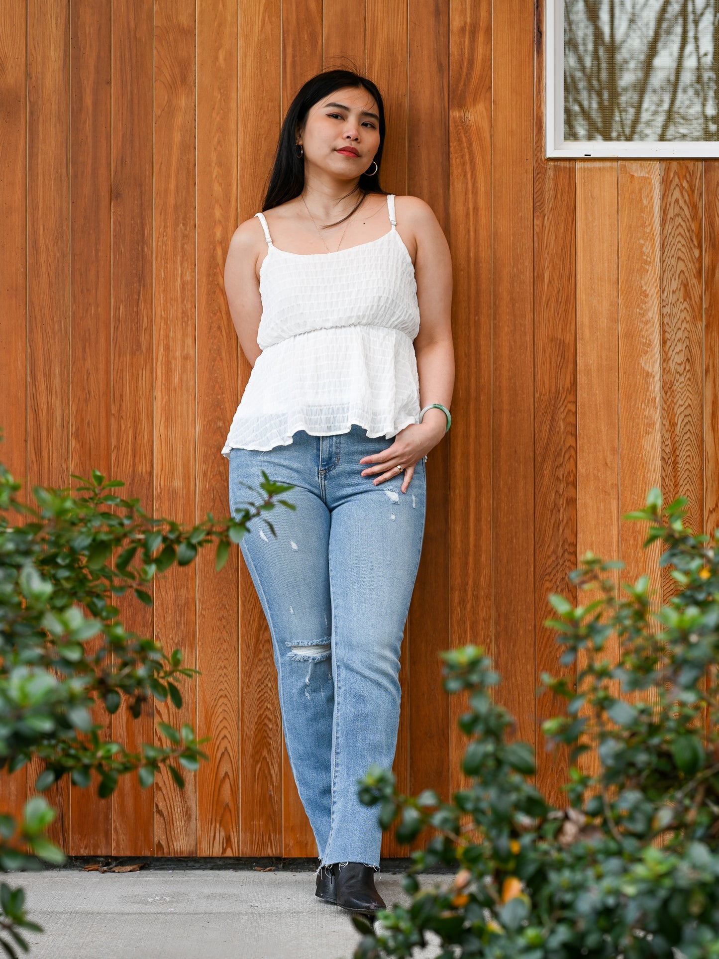 Smock Gathered Cami White