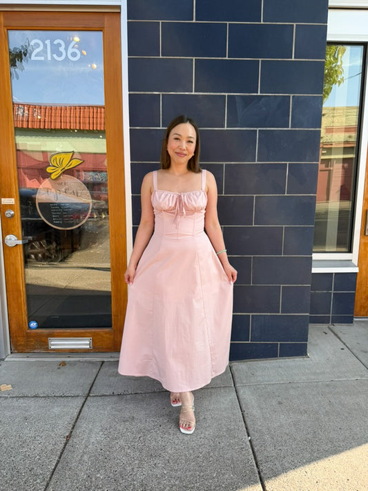 Blush Pink Ruched Bodice Dress