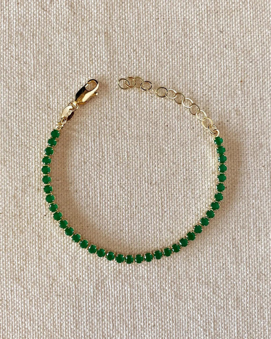 18K 3mm Emerald Bracelet