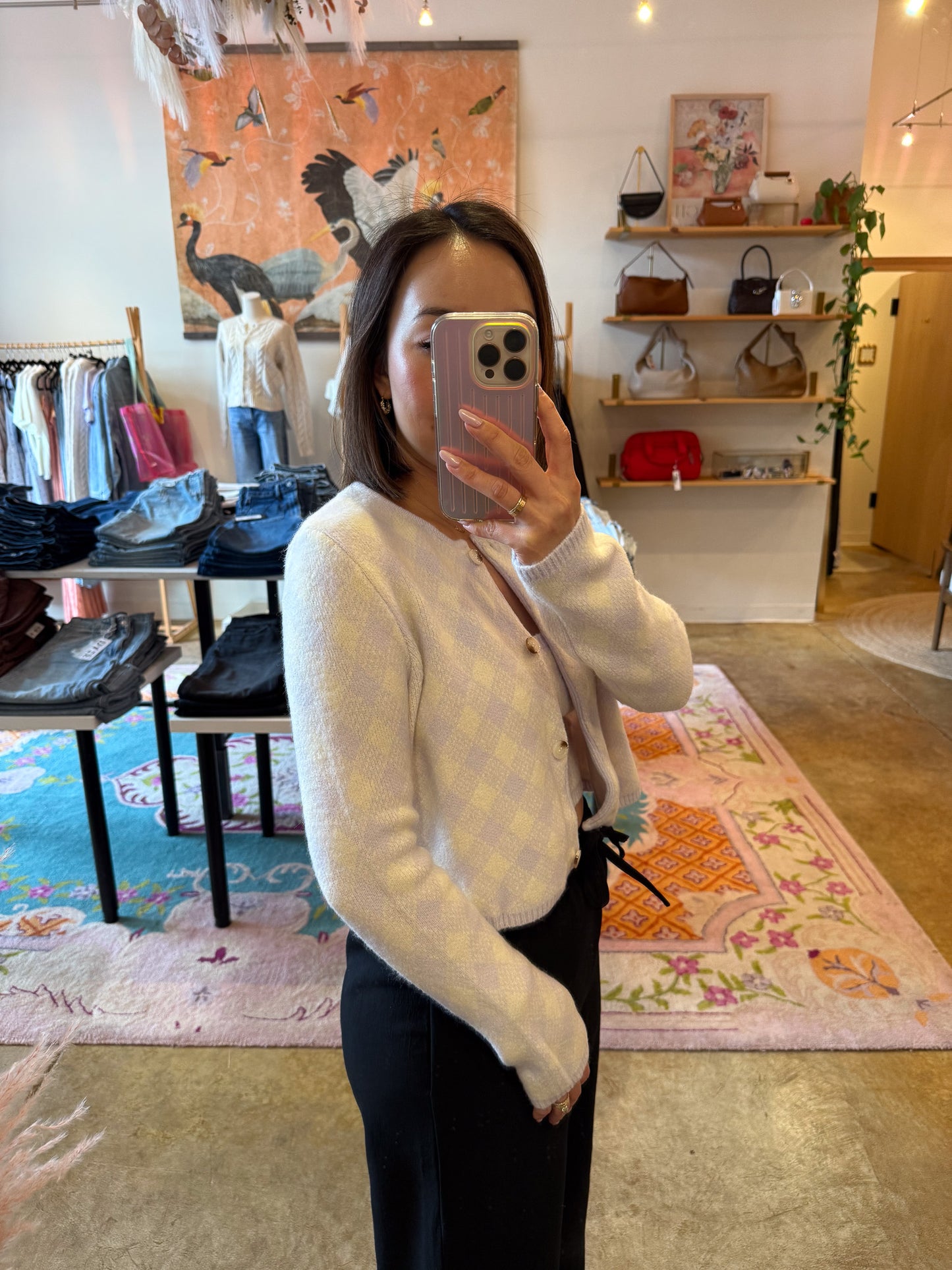 Plaid Crop Tube Top and Cardigan Set