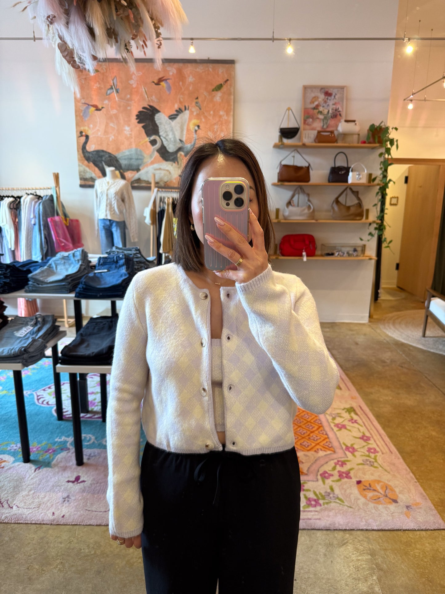 Plaid Crop Tube Top and Cardigan Set
