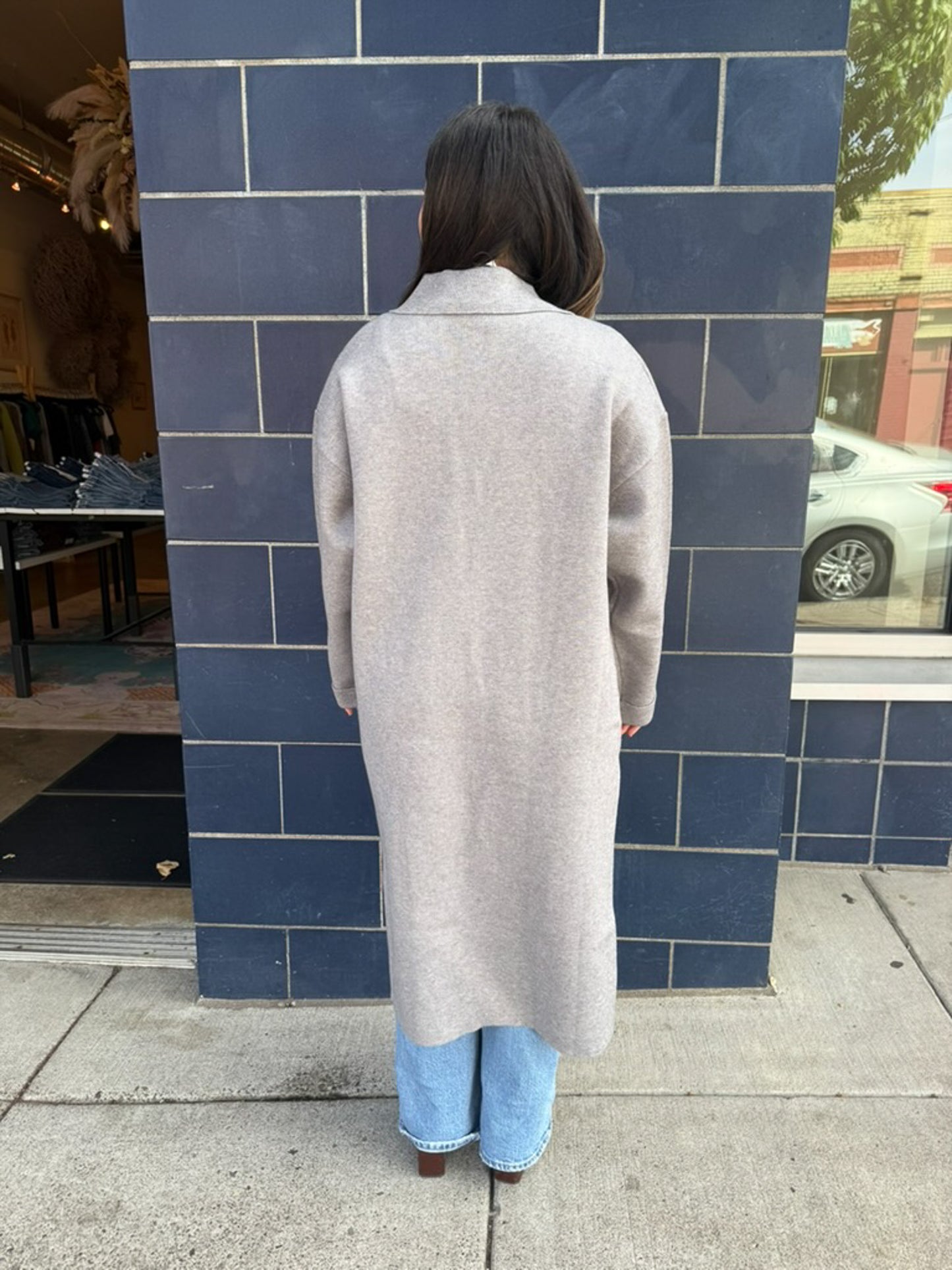 Gray Knit Trench Coat