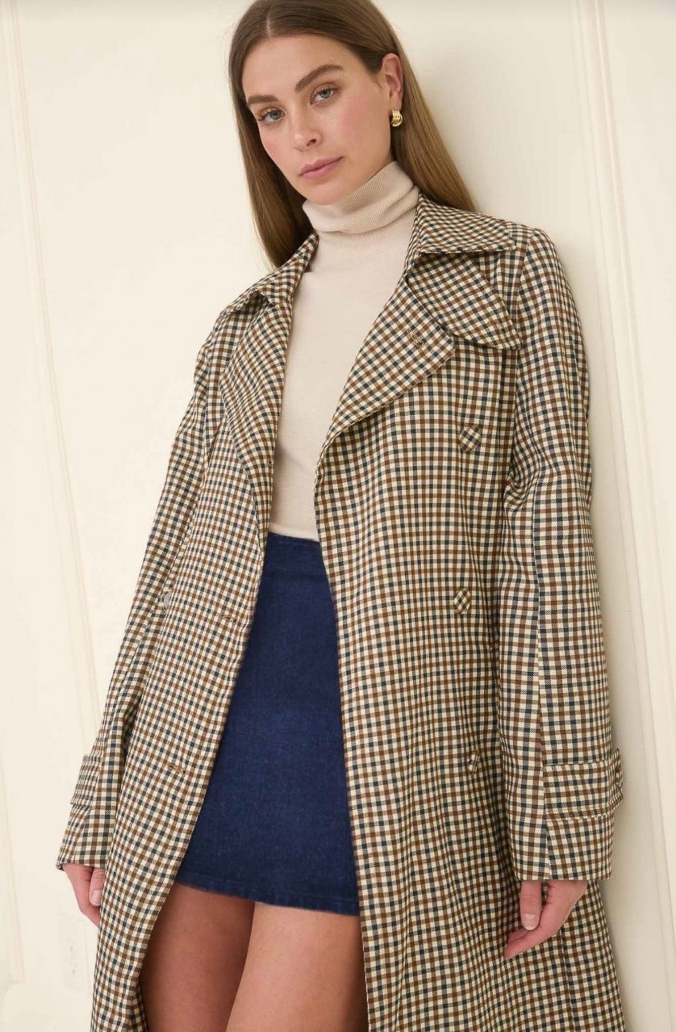 Plaid Belted Trench