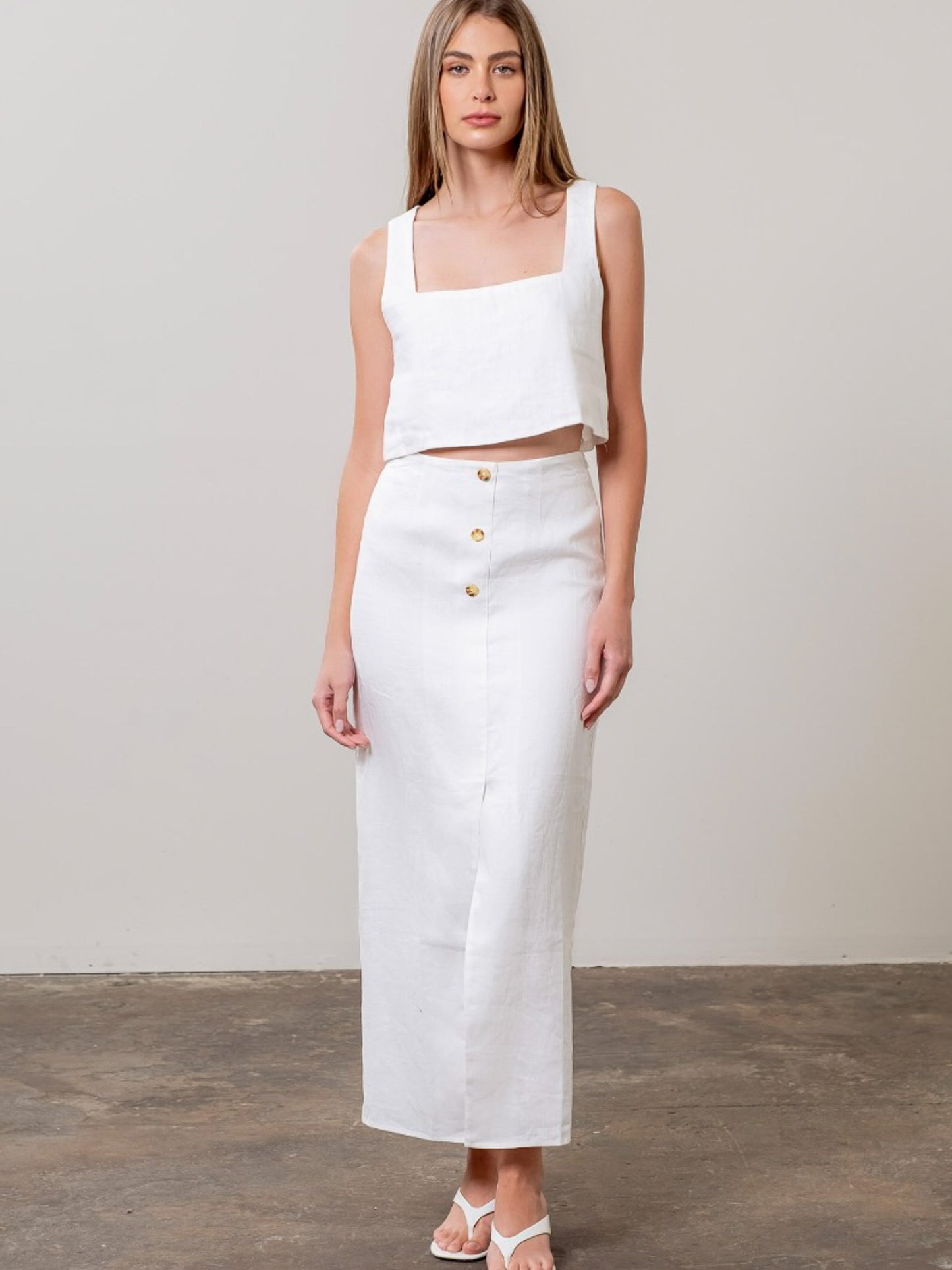 Sleeveless Linen Crop Top