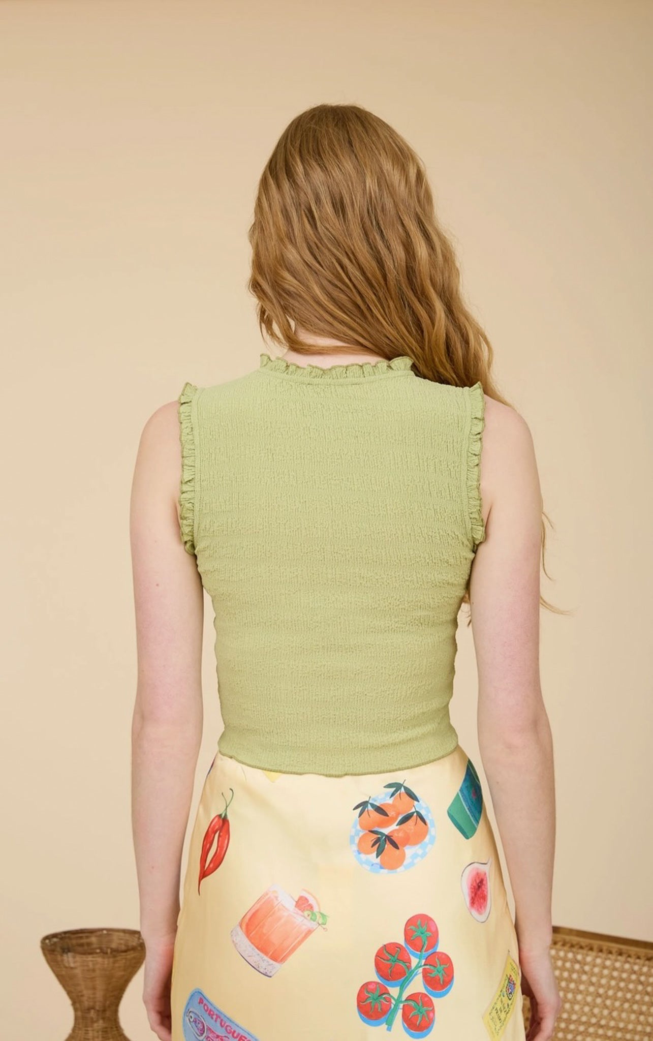 Smocked Ruffle Trim Top