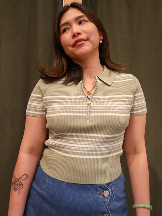 Cropped Polo Light Olive