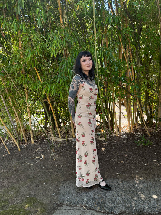 Red Rose Cowl Dress