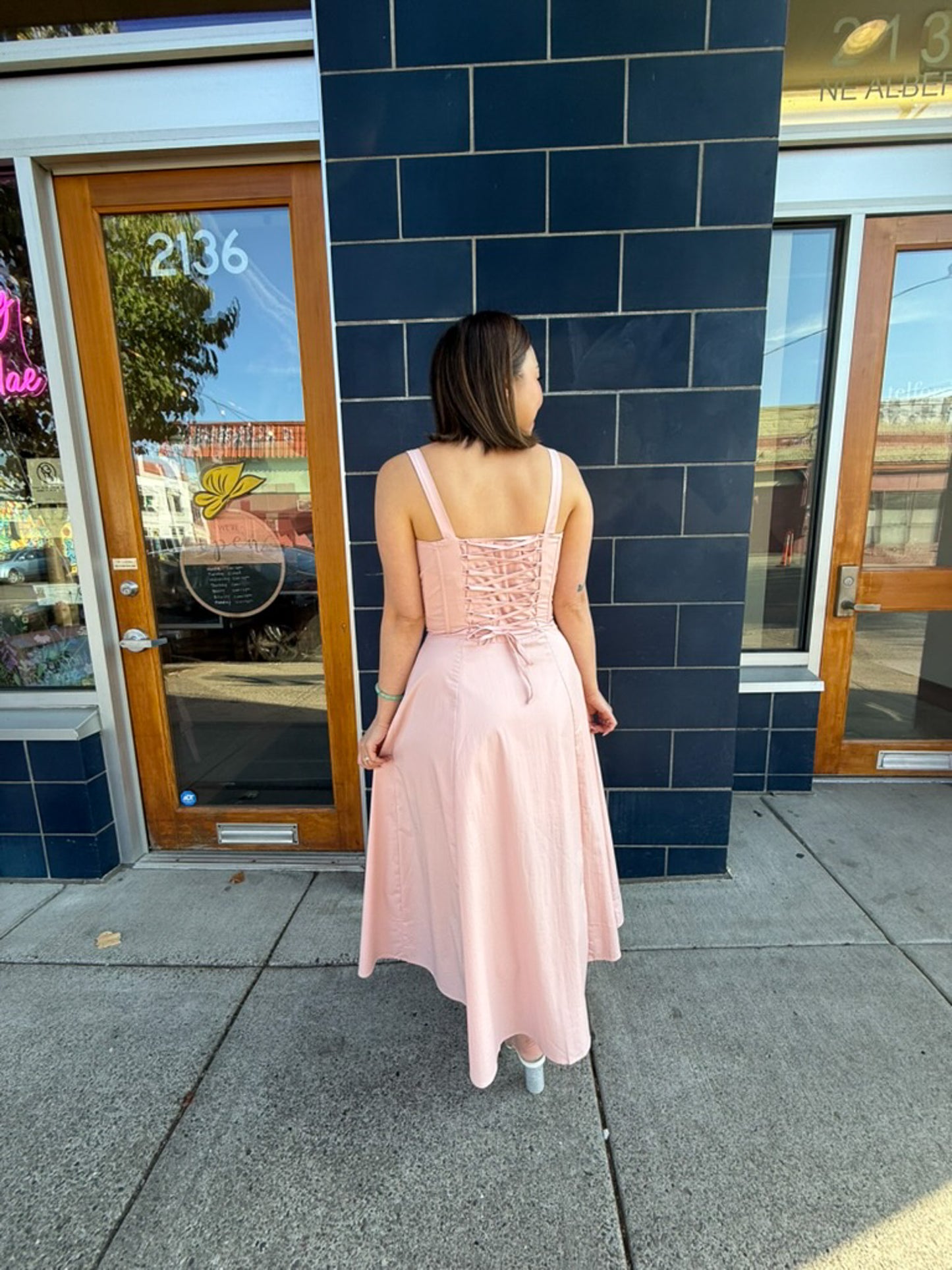Blush Pink Ruched Bodice Dress