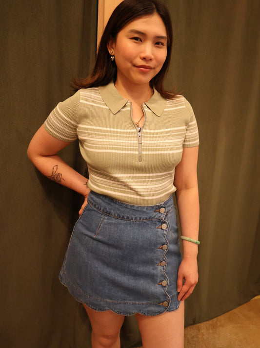 Scallop Hem Mini Skirt