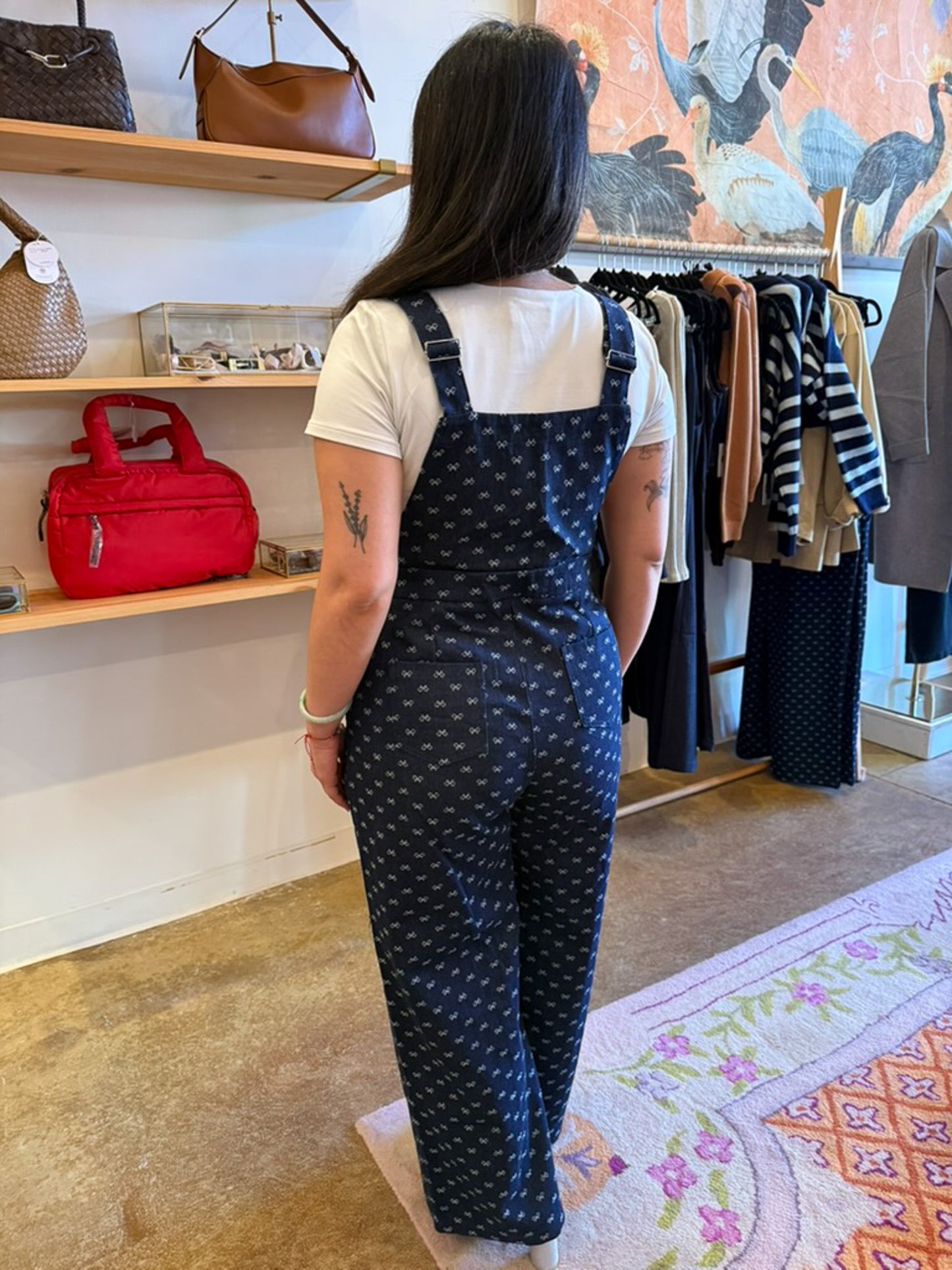 Bow Detail Dark Rinse Overall