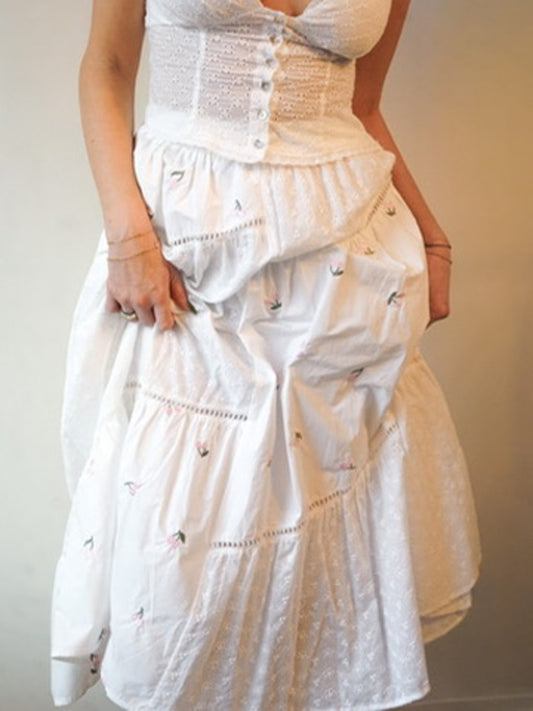 Cherry Asymmetric Midi Skirt