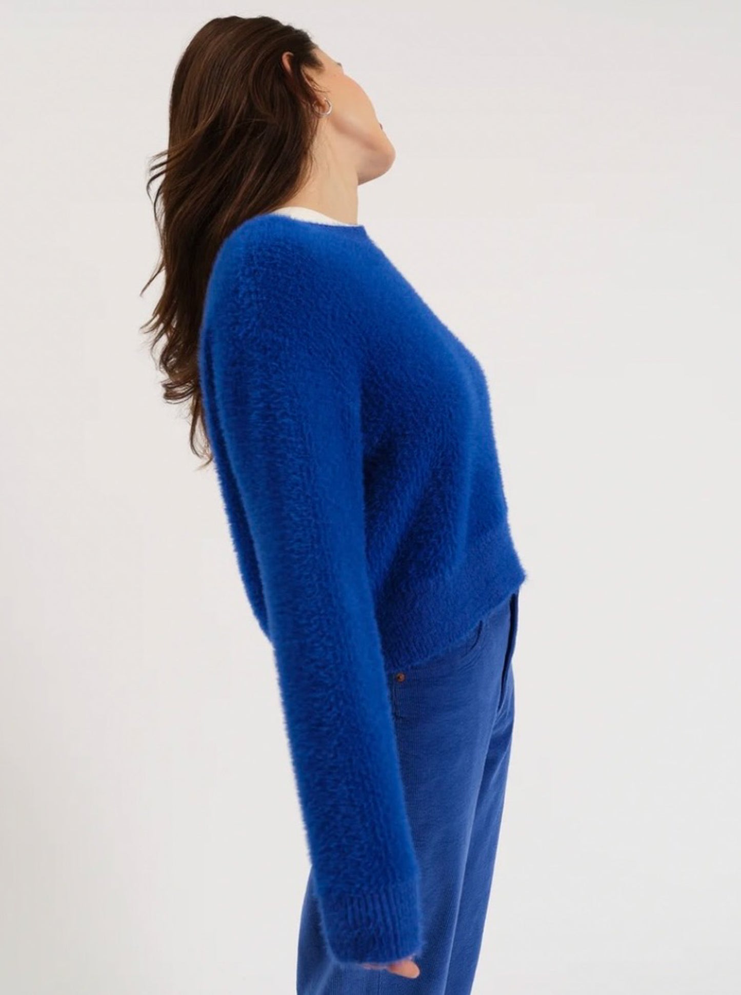 Crewneck Eyelash Sweater Cobalt