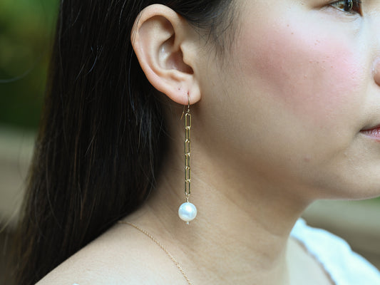 Pearl and Paper Clip Earrings