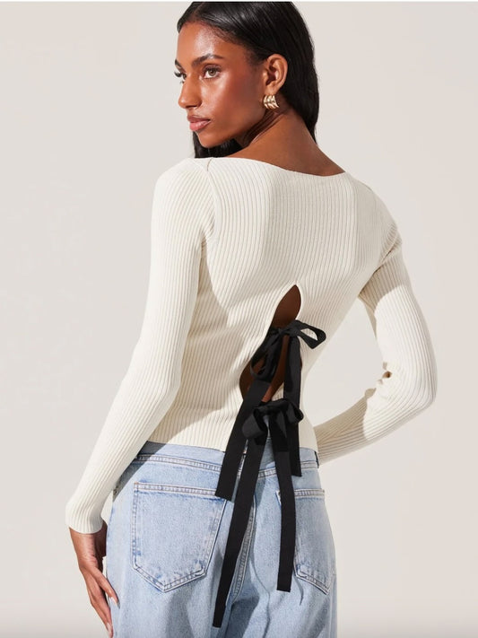 Lauryn Bow Sweater White