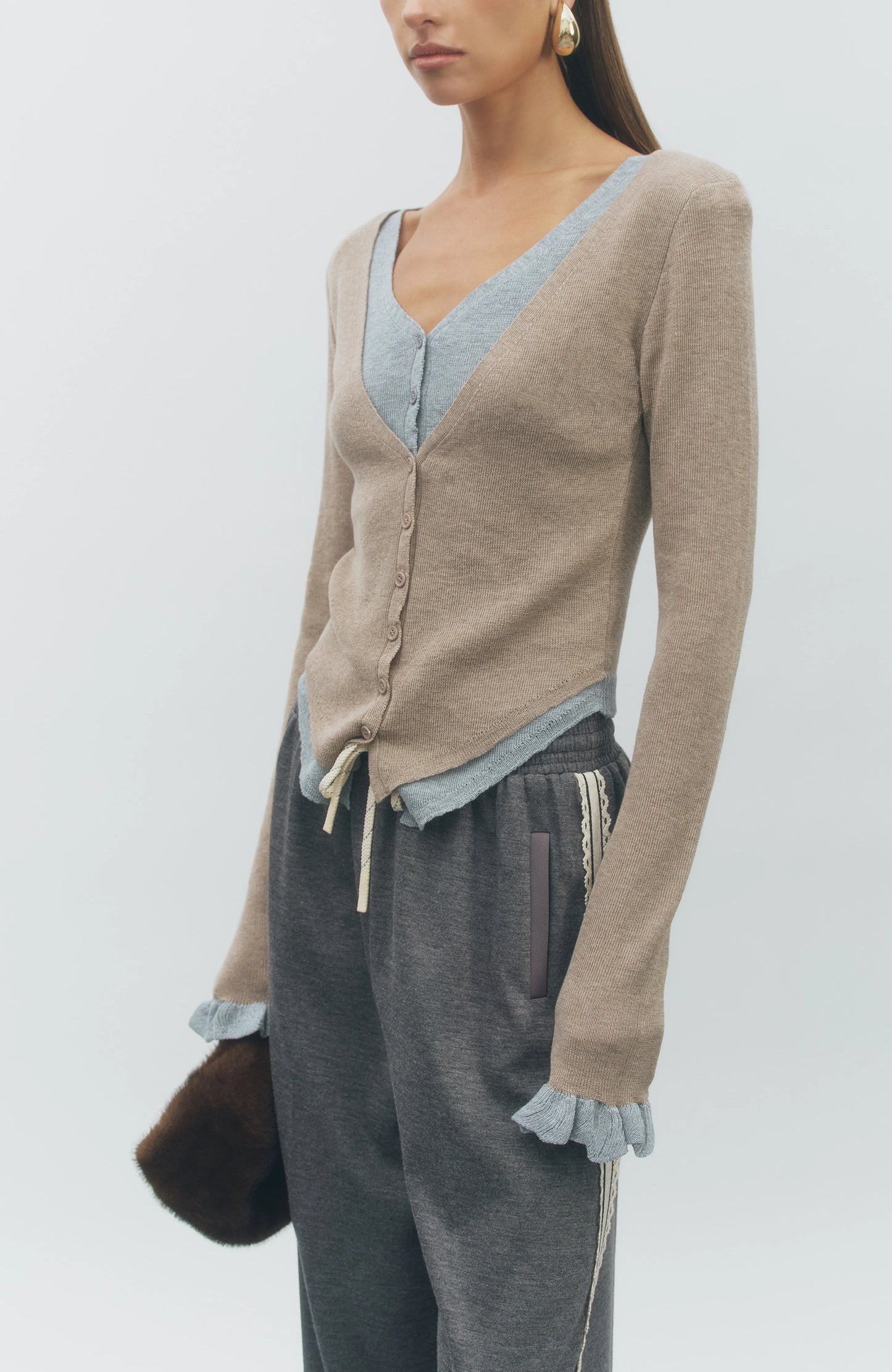 Gina Two Toned Double Layer Cardigan